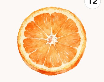 12 Watercolor Orange PNG Clipart | Printable Digital Download for Scrapbooking Cards and Junk Journals