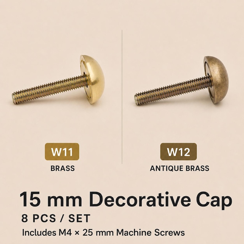 Decorative Brass Screw Caps, Mirror Furniture Fixing Covers, 8 Pcs Set ...