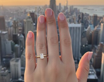 GIA Certified 1.00 ct H SI1 Emerald Cut Diamond Ring – 14K Gold