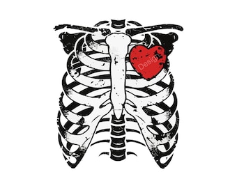 Rib Cage Heart Silhouette – SVG PNG JPG Cut Files (Digital Download)