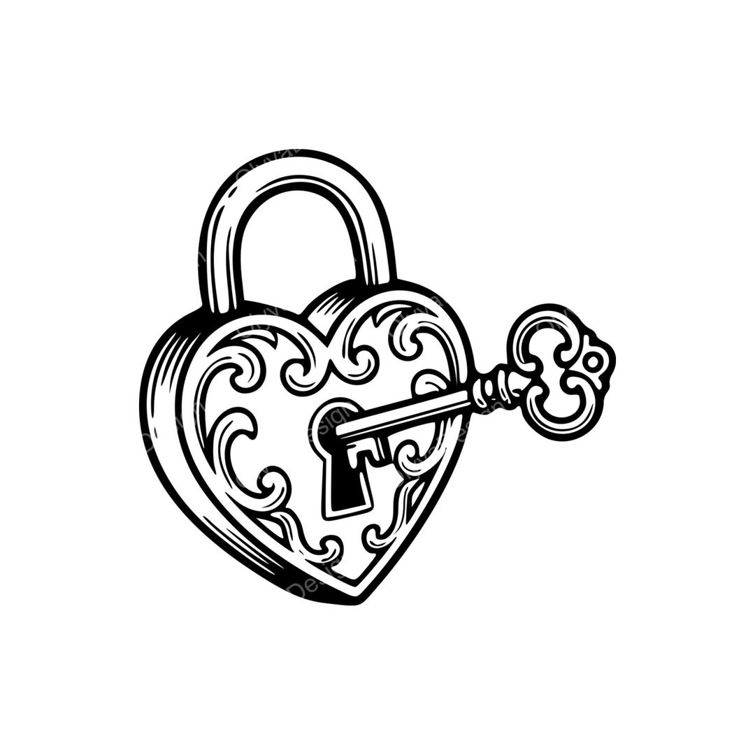 Heart Lock Key SVG PNG JPG | Romantic Design for Crafts - Etsy