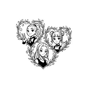 Kpop Demon Huntrix Girls SVG PNG JPG / Design anime carino per l'artigianato