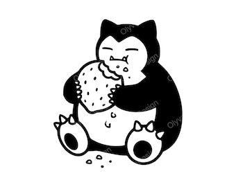 Snorlax jedzący pączka SVG PNG JPG | Uroczy, kreskówkowy projekt do rękodzieła
