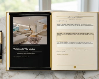 Plantilla de libro de bienvenida de Airbnb / Guía para huéspedes en PDF editable / Manual para casas de alquiler vacacional / Libro de visitas digital para anfitriones de VRBO (imprimible)