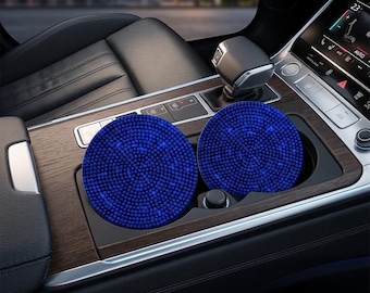 2 posavasos brillantes para interior de coche, accesorios de lujo con diamantes de imitación, decoración universal antideslizante y brillante para mujer.