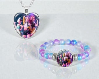 Conjunto de joyas de cazadores de demonios hecho a mano, dúo de collar y pulsera Kpop, merchandising de cosplay de Magical Idol, ropa de fandom de HuntrX Mira Zoey, regalo para amantes de la fantasía.