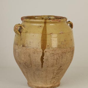 Large 19th Century Ocher Glazed French Confit Pot
