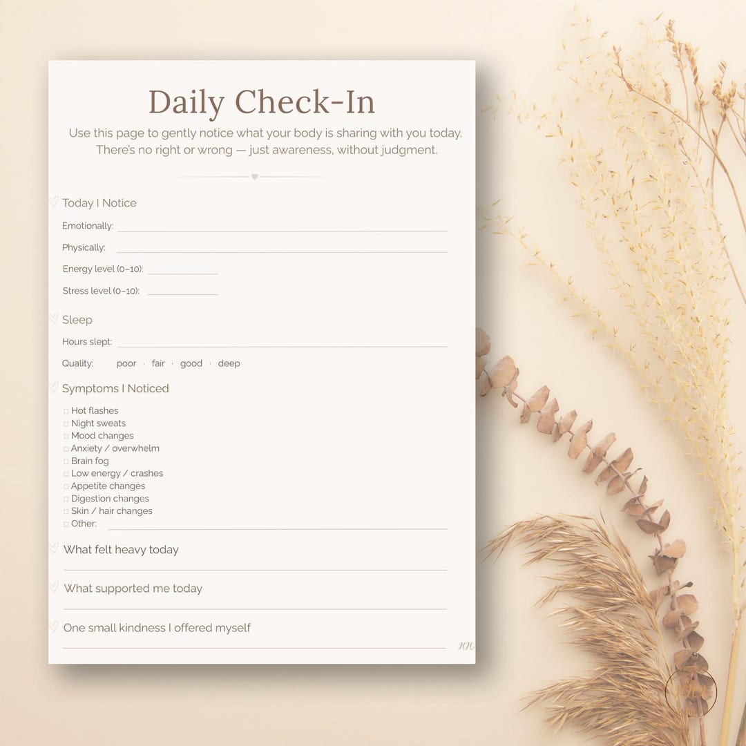 Daily Check-in Printable | Perimenopause Symptom & Mood Tracker ...