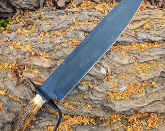 Hand Forged 1095 High Carbon Steel Bowie Knife with Leather Sheath
