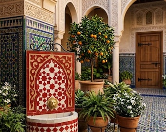 Fountain - Indoor & Outdoor Water Feature - Traditional Moorish Ceramic