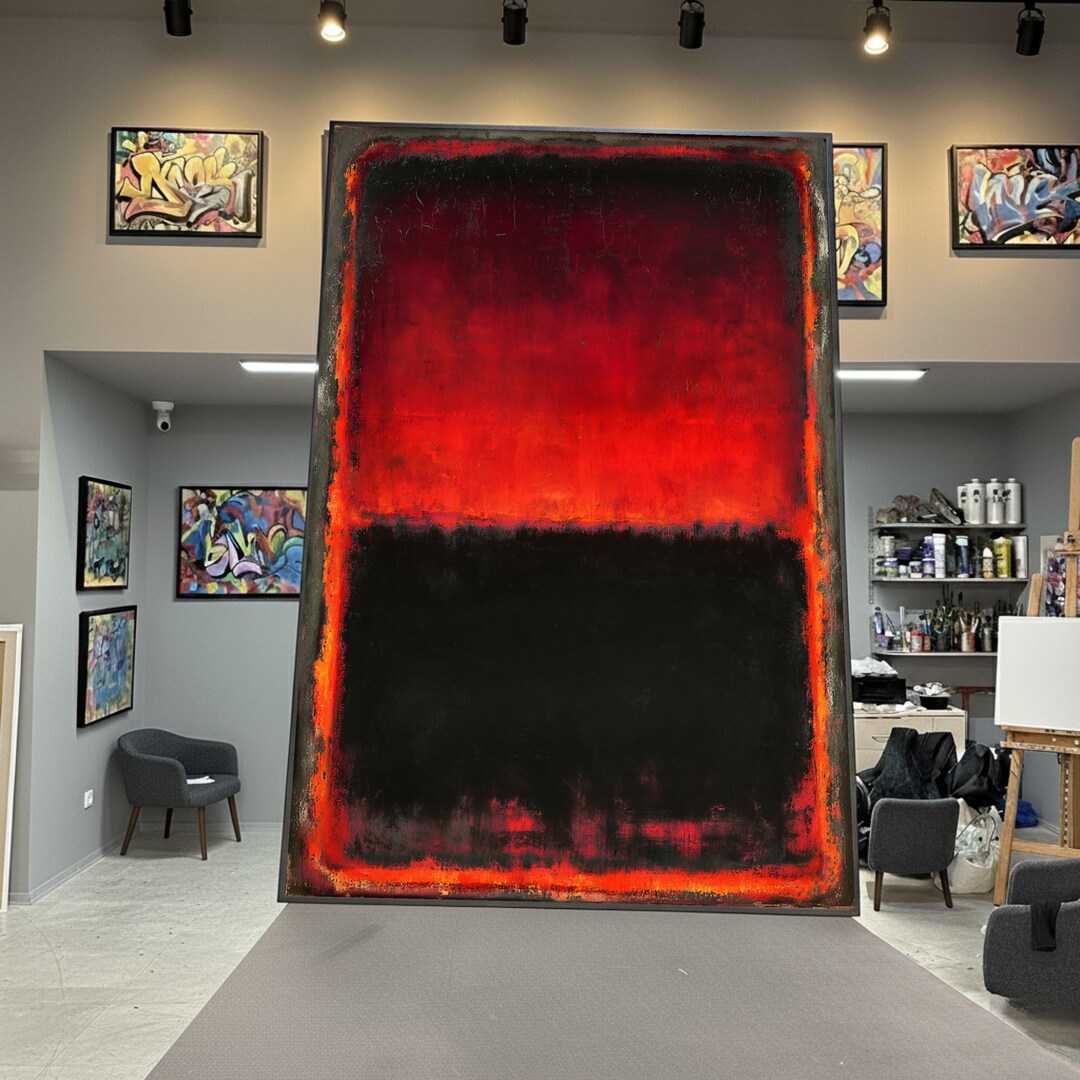 Bold Abstract Red and Black Canvas Wall Art, Modern Minimalist Home ...