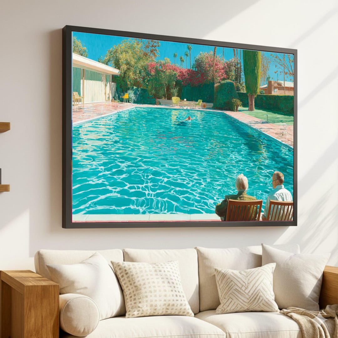 Pool Canvas Midcentury Modern Pool Scene Canvas, Outdoor Summer Vibes Wall Art ...