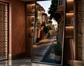 Sunlit Historic Street, Colonial Architecture Canvas, Narrow Alleyway Wall Art, Vintage Urban Scene Canvas, Mediterranean Home Decor