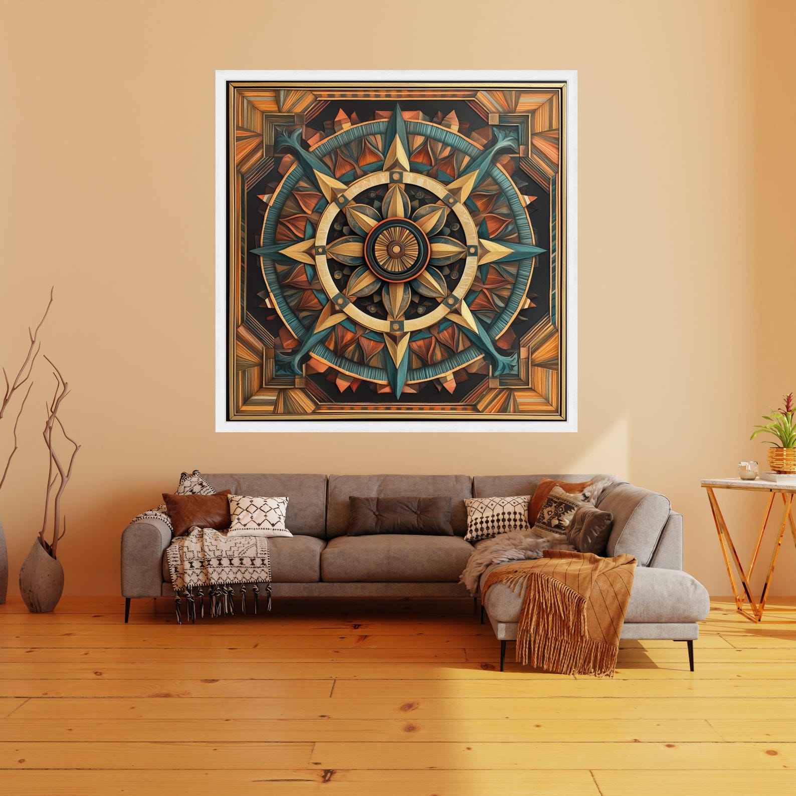 Rustic Wooden Compass Rose Canvas Wall Art, Nautical Decor, Vintage ...
