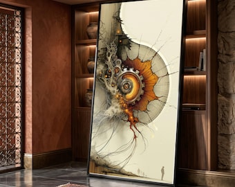 Steampunk Gear Explosion Canvas, Abstract Industrial Wall Art, Mechanical Design Decoration, Futuristic Canvas Print