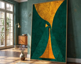 Modern African Woman Silhouette Canvas, Abstract Geometric Wall Art, Bold Color Contrast Canvas, Contemporary Home Decor, Ready to Hang