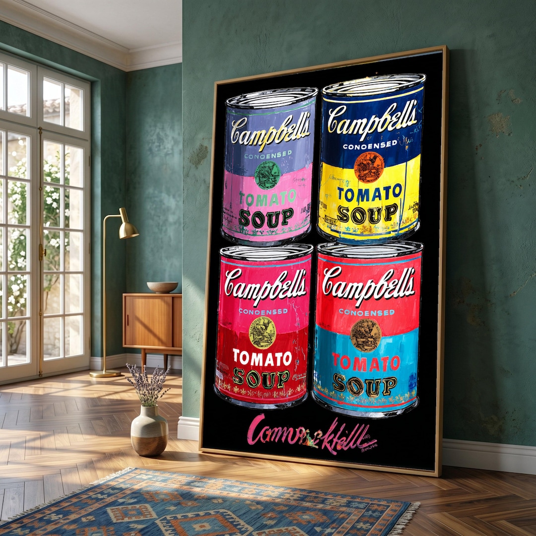 Pop Art Campbell Soup Cans Canvas, Retro Kitchen Wall Decor