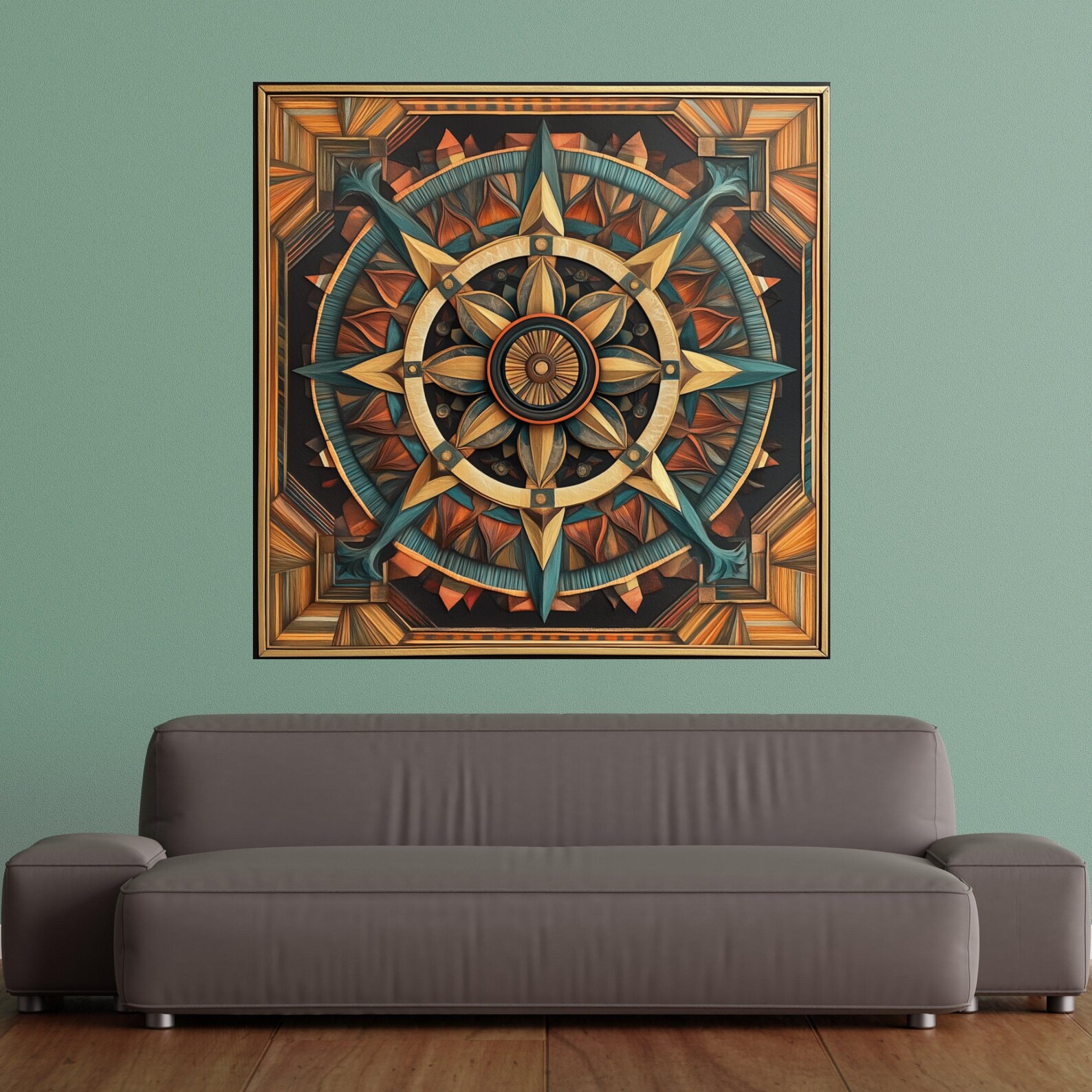 Rustic Wooden Compass Rose Canvas Wall Art, Nautical Decor, Vintage ...