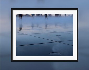 Summer reflections -- People walking on top of atomizer [Bordeaux, France]