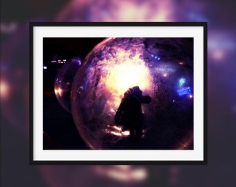 In her bubble -- Light shows at the funfair [Angers, France]