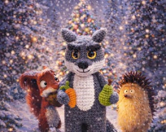 Amigurumi Wolf Crochet Pattern – With Carrot & Pear (PDF)