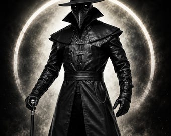Premium handgemaakte Gothic Plague Doctor leren jas | Middeleeuws alchemist-kostuum | Dark Fantasy Warrior-outfit | Victoriaans raafmaskerkostuum