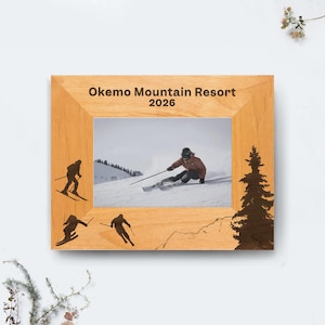Custom Ski Picture Frame: Engraved Mountain Lodge Decor 4x6, 5x7, 8x10 Inches