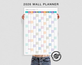 2026 Yearly Wall Planner PDF | Minimalist Full Year Calendar Layout