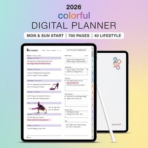 2026 Yearly Digital Planner Minimalist Colorful | iPad & Android | GoodNotes Notability Planner