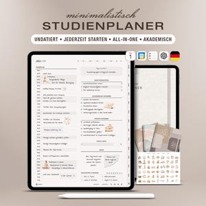 Agenda digital para estudiantes de alemán / Organizador académico GoodNotes y iPad / Horario de estudio sin fechas / Seguimiento de tareas universitarias