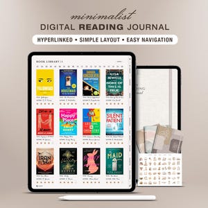 Diario de lectura digital para iPad y Android / Reseñas de libros en GoodNotes Notability / Registro de lectura / Reseñas