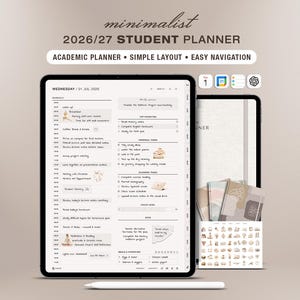 2026 2027 Digital Student Planner | Academic Organizer GoodNotes & iPad | Study Schedule | College Assignment Tracker