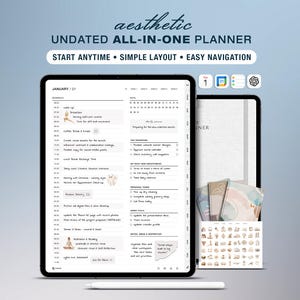 Odaterad digital allt-i-ett-planerare GoodNotes & iPad | Produktivitetsplanerare | Daglig veckovis månadsorganisatör