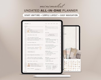 Undated Minimalist Digital Planner for GoodNotes & iPad | All-in-One Daily Weekly Monthly Planner | Productivity Organizer