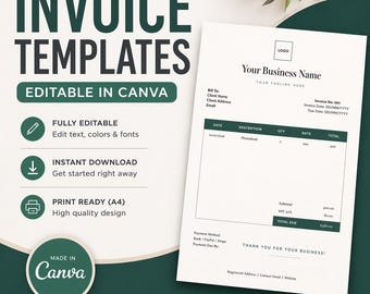 Bewerkbare factuursjabloon voor kleine bedrijven | Canva direct downloaden