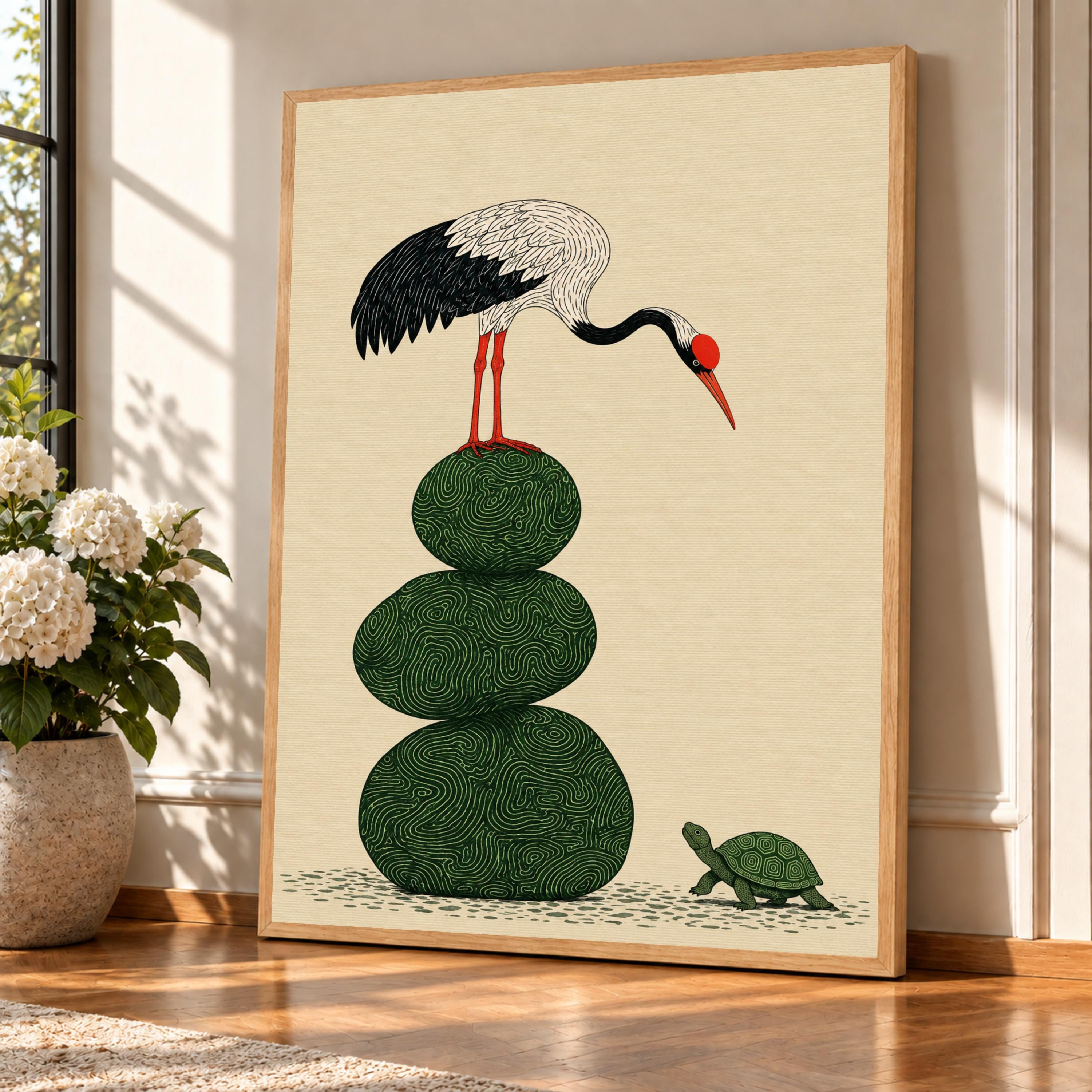 Crane and Turtle - Etsy