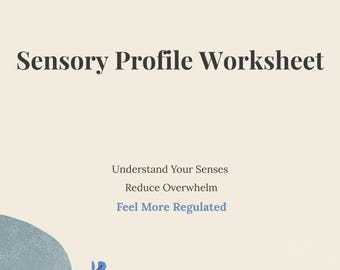 Hoja de trabajo de perfil sensorial para adultos con TEA, TDAH / Procesamiento sensorial y autorregulación (imprimible) / PDF para personas neurodivergentes