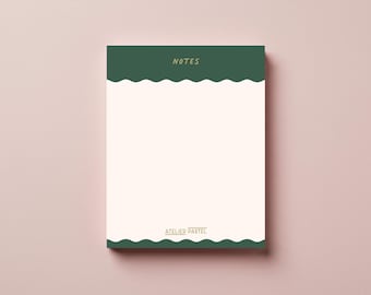 Bloc de notas ondulado / Papelería femenina en tonos pastel / 50 hojas desprendibles