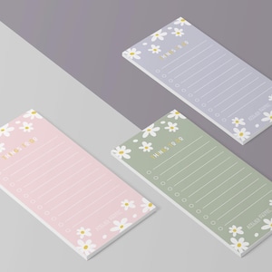 Daisy-takenlijst Kladblok | Briefpapierblok met pastelkleurige bloemen