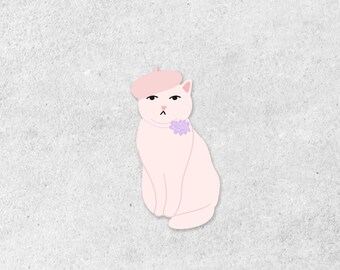 Pegatina holográfica de vinilo de gato de lujo / Gato parisino