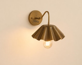 Vintage Industrial Wall Sconce, Brass Shade Light Fixture