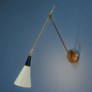 Mid-Century Modern Stilnovo Style Adjustable Brass Wall Sconce – Handmade Industrial Reading Light