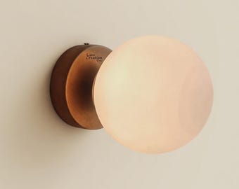 Contemporary Globe Wall Light, Brass Finish Sconce, Bathroom Vanity Lighting Fixture