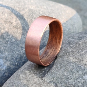 European Walnut and Brushed Copper Ring - Handcrafted and Sustainably sourced