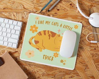 Orange Getigerte Katze Maus Pad: Blumen Schreibtisch Dekor