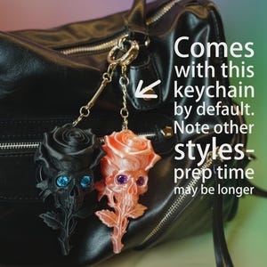 Gothic Skull Rose Couple Keychain Set | 3D Printed Valentine’s Personalized Forever & Always Gift with Custom Card image 8