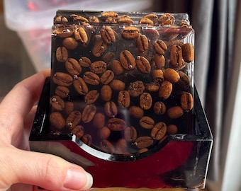 Handmade Christmas Resin Ornaments & Coffee Bean Coasters | Holiday Gift Set | Epoxy Decor