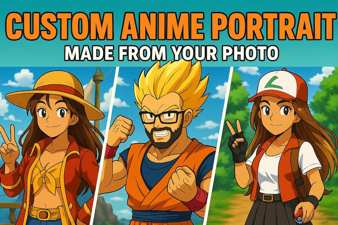 Customize Anime Custom Anime Portrait From Photo | Personalized Digital Art - Etsy
