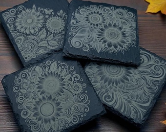 Sunflower Slate Coasters