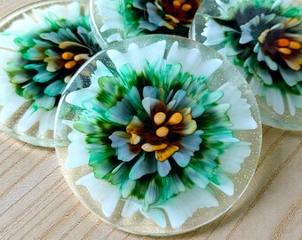 3D Sunburst Flower Bloom Resin Coaster Set - Handmade & Eye-Catching